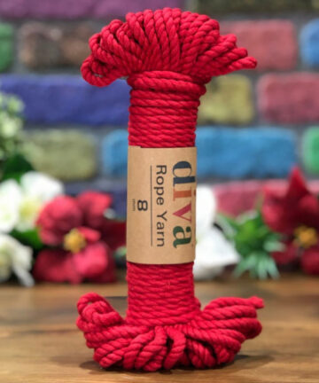 Diva Cotton Rope Yarn 8mm Red 2126