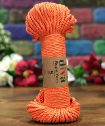 Diva Cotton Rope Yarn 8mm Orange 979