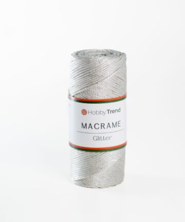 HobbyTrend Makrame Glitter 010S Light Grey - Silver Sim