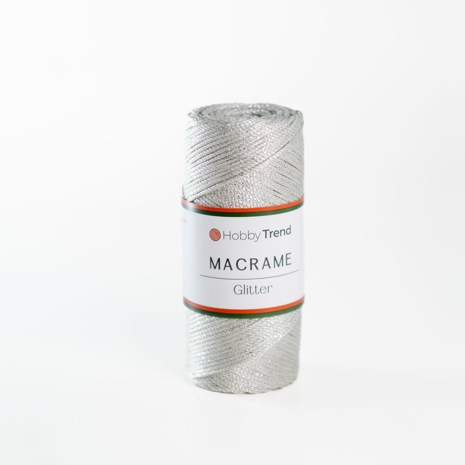 HobbyTrend Makrame Glitter 010S Light Grey - Silver Sim