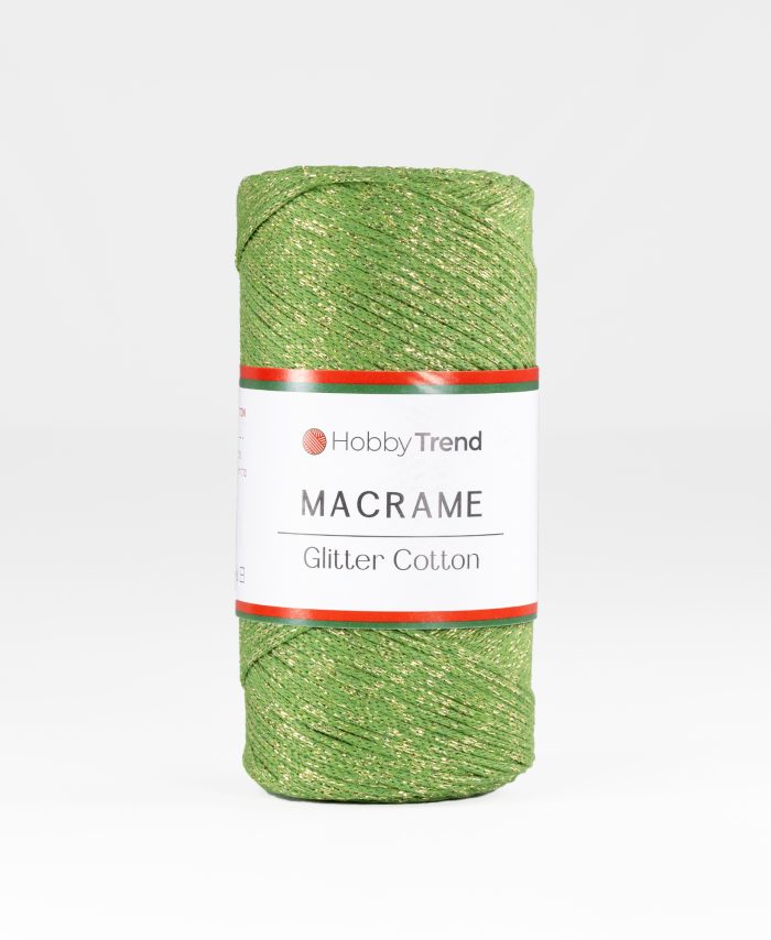 HobbyTrend Makrame Glitter 178G Green - Gold Sim