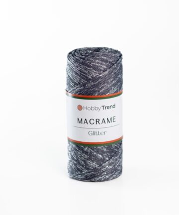 HobbyTrend Makrame Glitter 69S Anthracite - Silver Sim