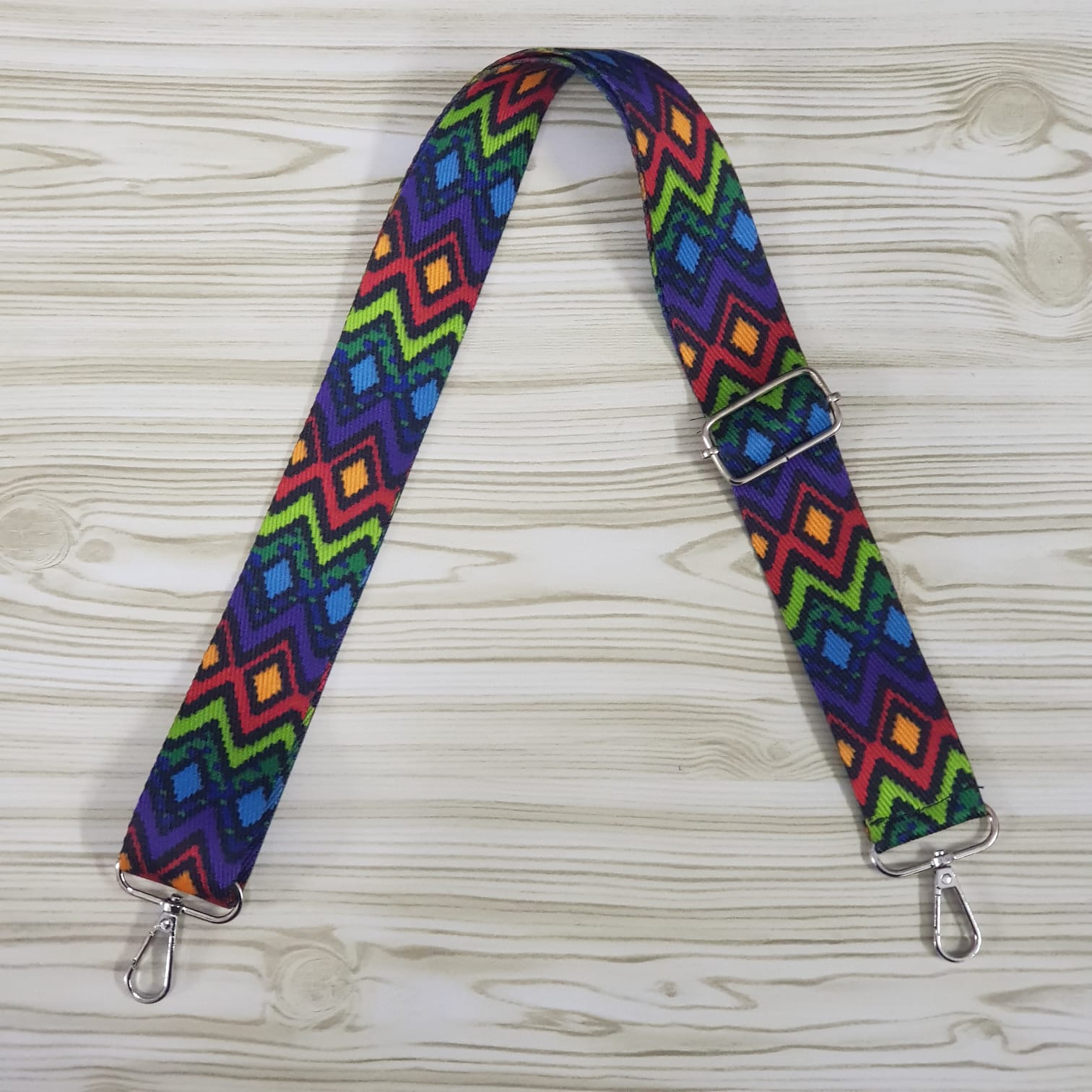 Ιμάντας Χιαστί Πολύχρωμο  (1.20mt x 4.00cm) Ασημί 85