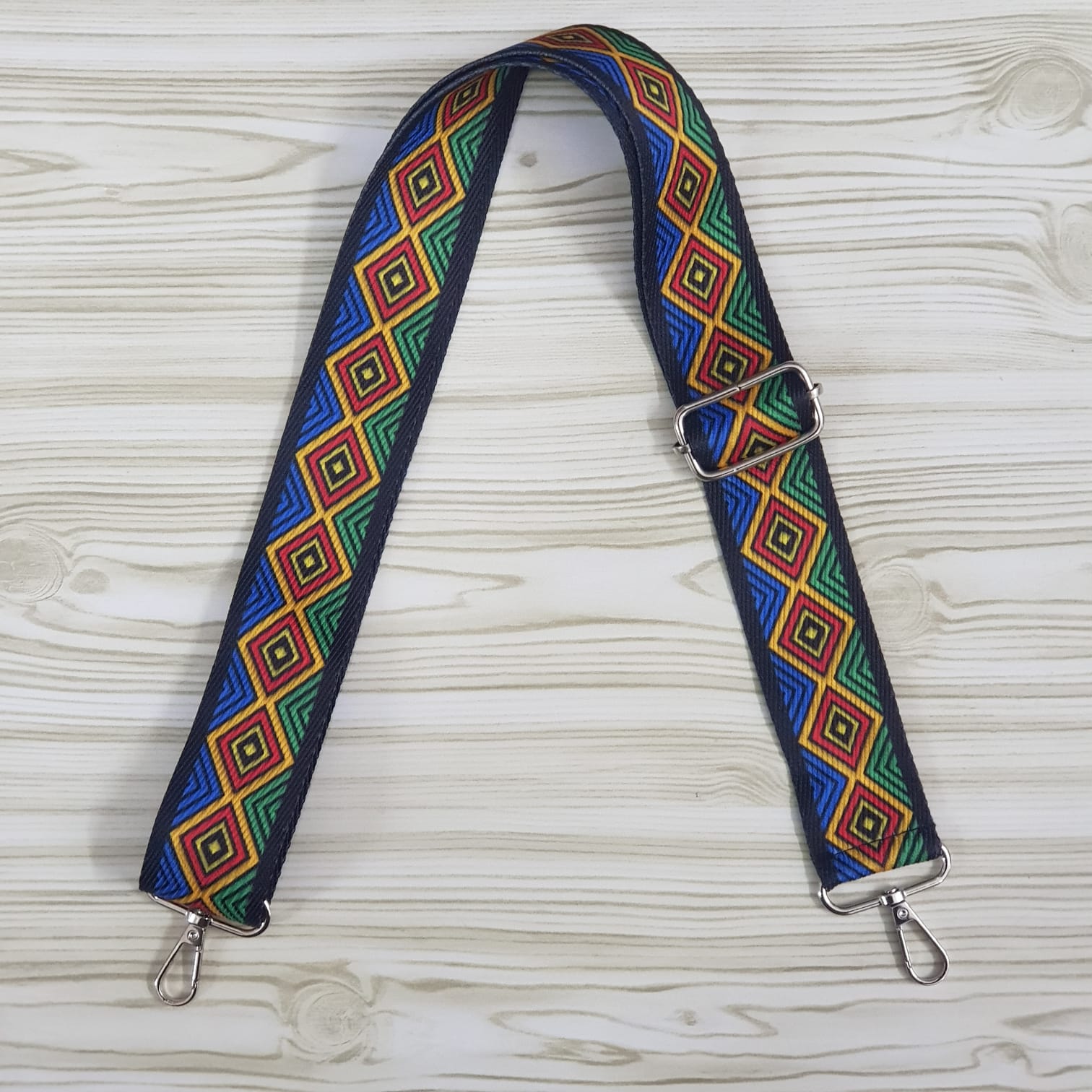 Ιμάντας Χιαστί Πολύχρωμο  (1.20mt x 4.00cm) Ασημί 106