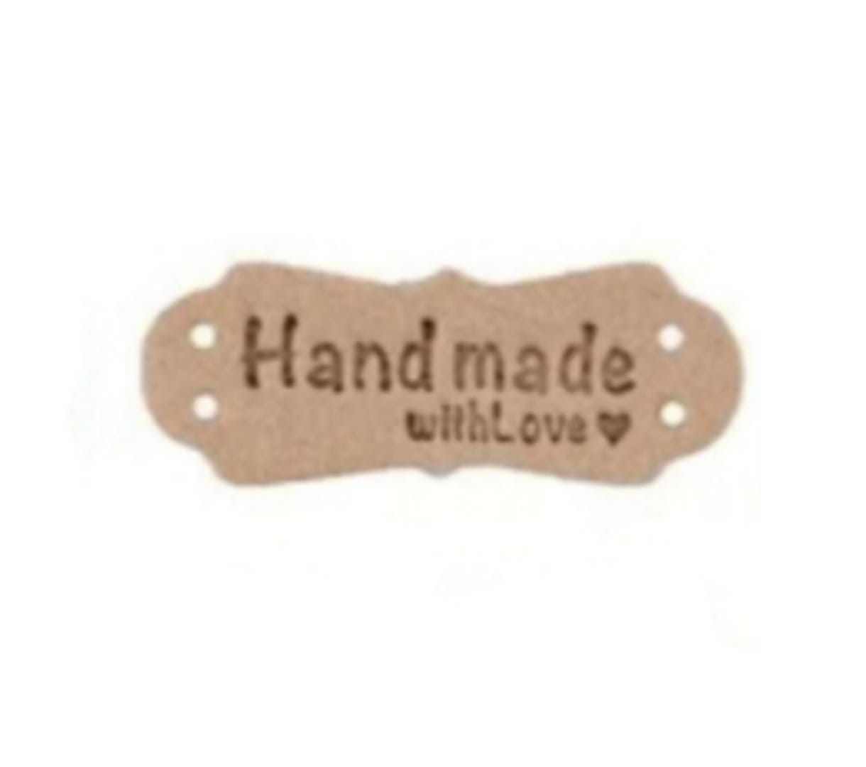 Ετικέτα δέρμα hand made Μπεζ (1.5x4cm) 63