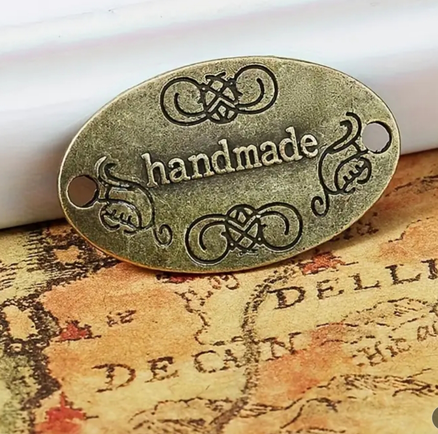 Ετικέτα handmade (3x2cm) μπρονζέ 62